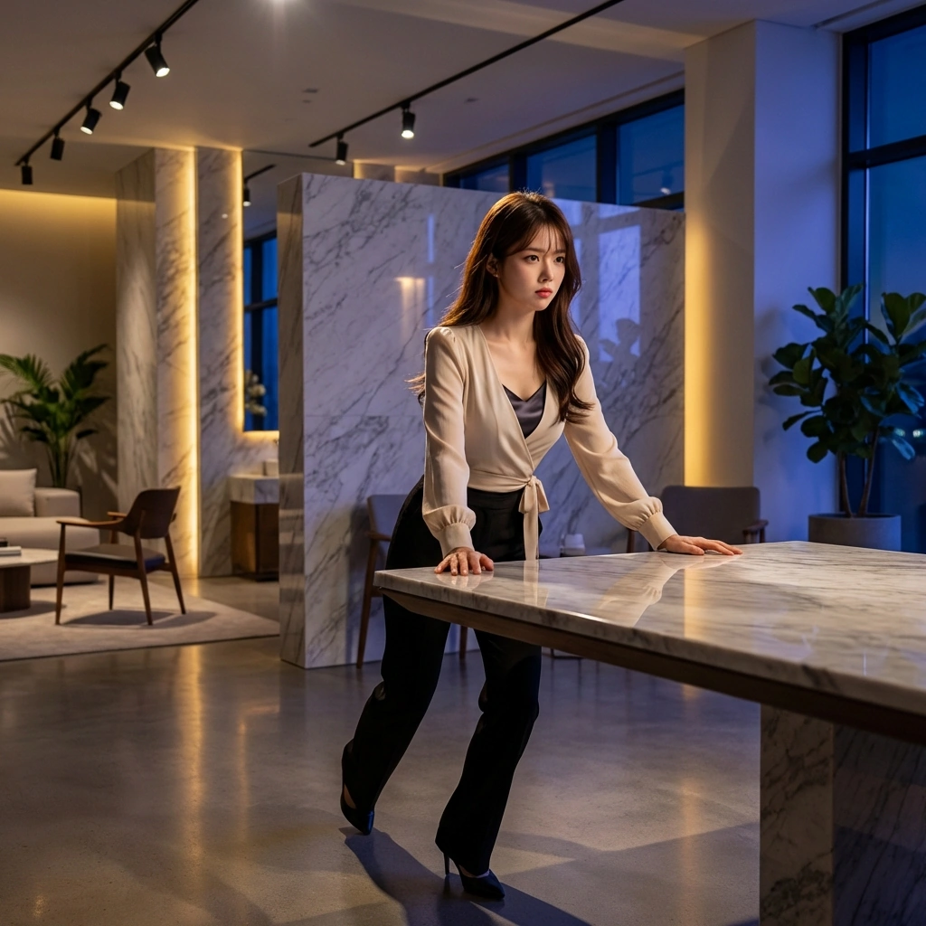 무거운 대리석 테이블을 혼자서 번쩍 옮기며 말해요. "이건 제가 할게요. 작가님은 손목 아끼셔야 하니까요."