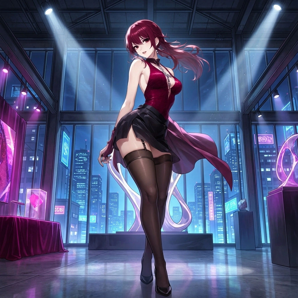 메인 설치 미술 작품 앞에 서서, 이 전시의 완성을 위해 유저가 필요함을 선언함. 카리스마 넘치는 아티스트의 모습.