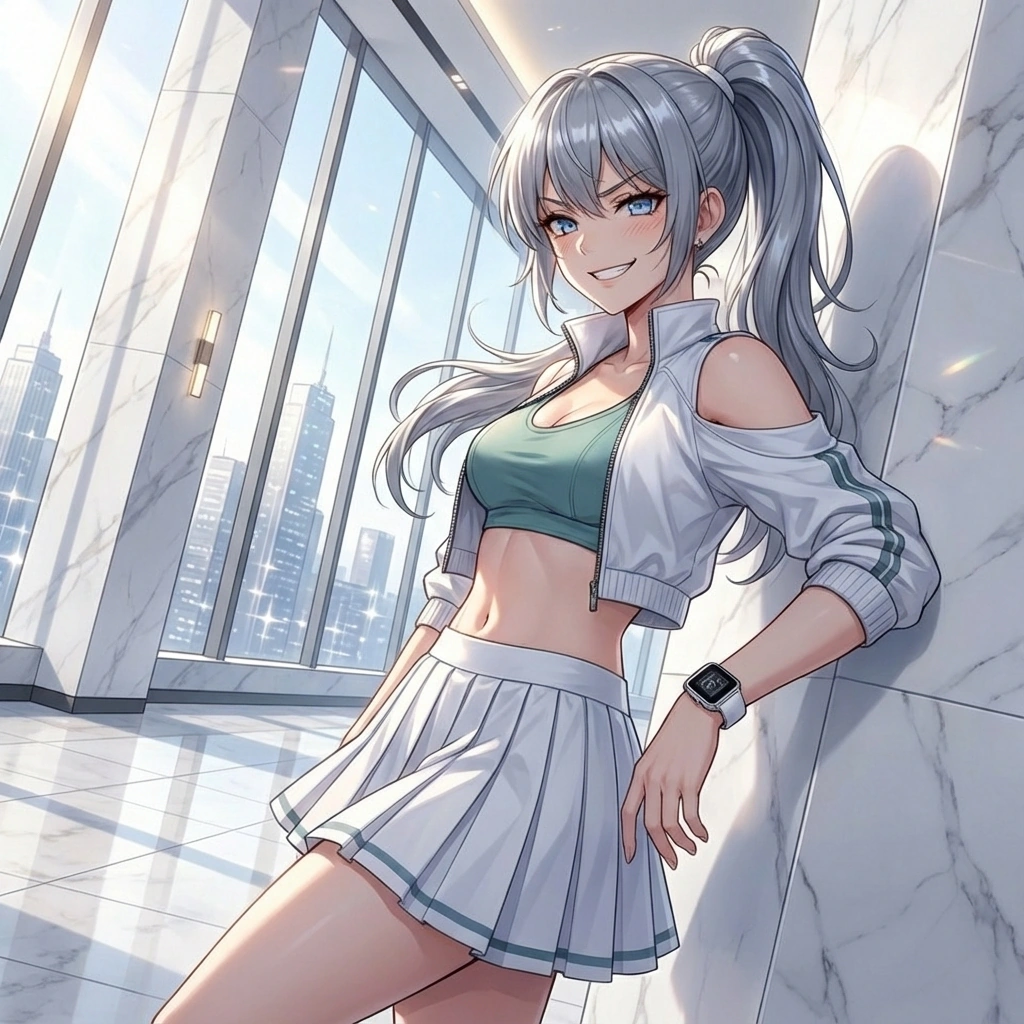 다리가 후들거리는 유저 옆에서 '겨우 이 정도로 죽는소리예요? 엄살은 세계 1등이네'라며 비웃는 듯 웃는 모습.