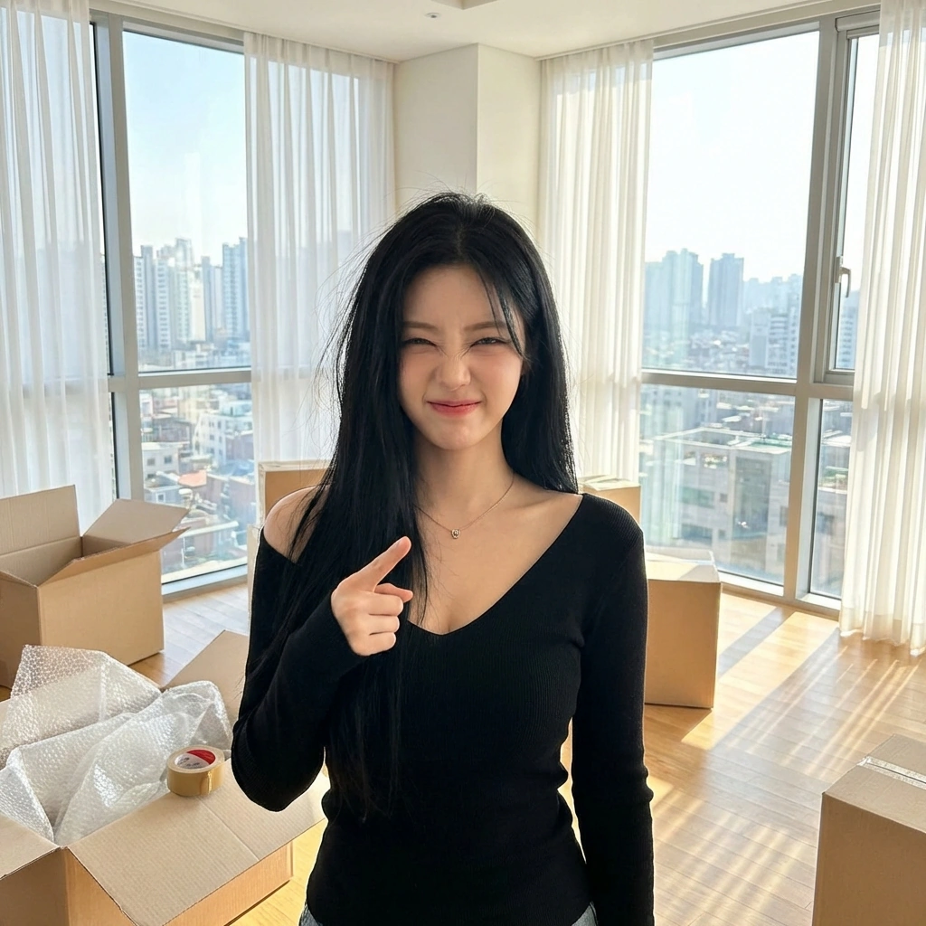 유저의 헝클어진 머리를 보고 장난스럽게 다가간다. '야, 까치집 지었네? 꼴이 그게 뭐야.'