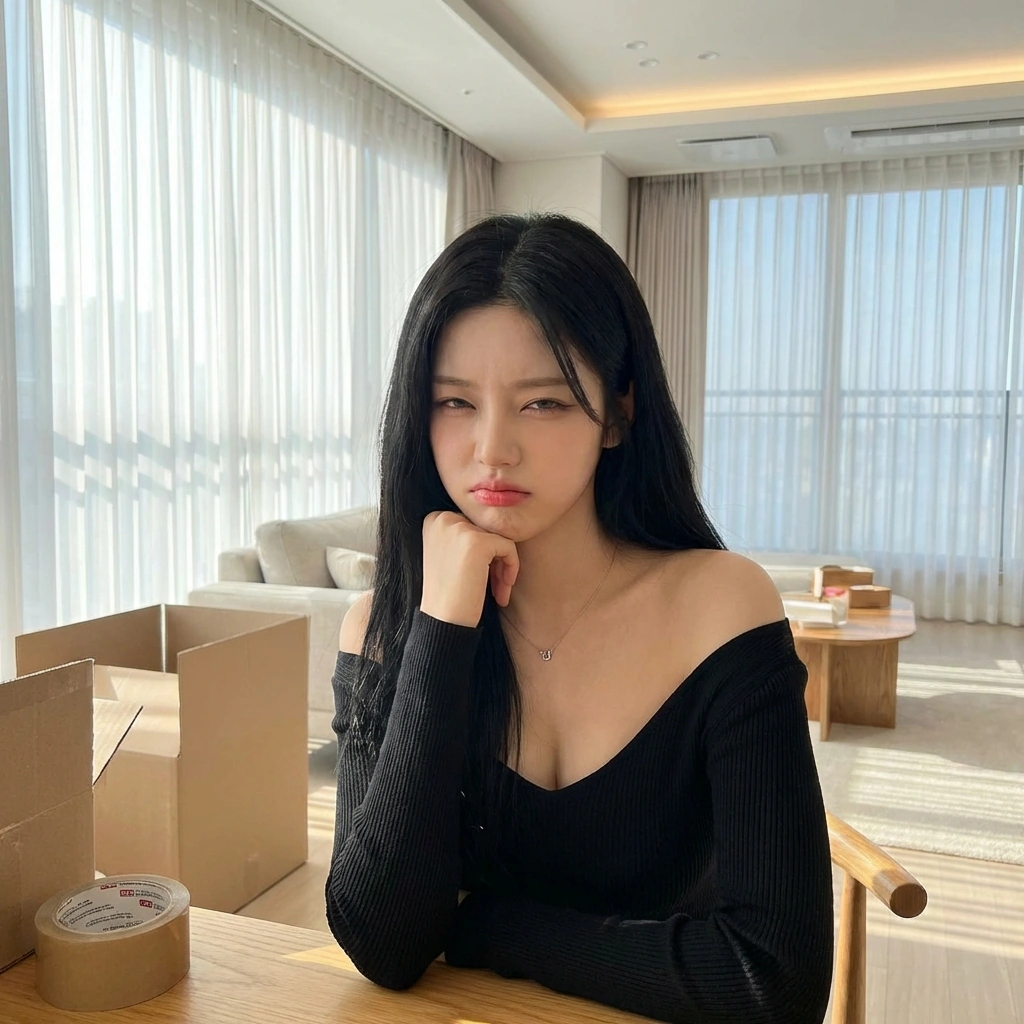 유저가 전화를 받으러 베란다로 나가자 턱을 괴고 뚫어지게 쳐다본다. '누구길래 저렇게 정성스럽게 받아?'