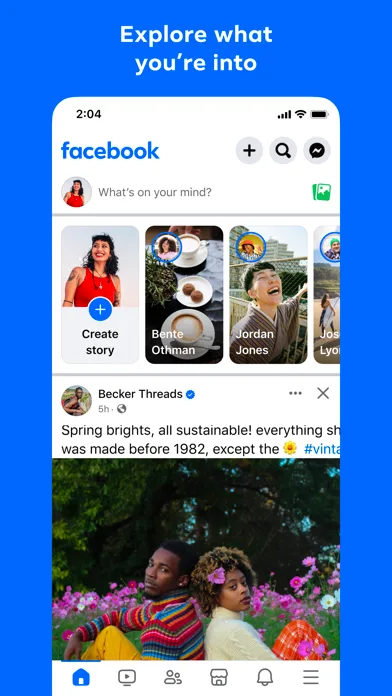 Facebook 모바일 UI 스크린샷 1