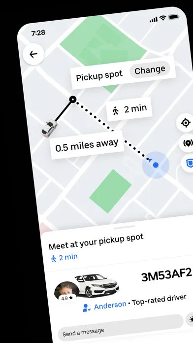 Uber - Request a ride 모바일 UI 스크린샷 1